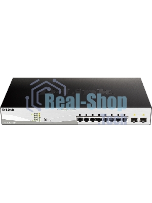 Коммутатор D-Link DGS-1210-10MP/F3A Smart L2 Switch 8х1000Base-T PoE, 2х1000Base-X SFP, PoE Budget 130W, Compact CLI