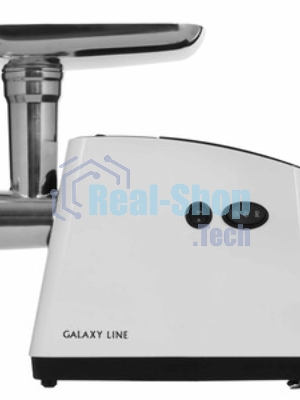 Мясорубка электрическая Galaxy GL 2411 белый, 1200 Вт, 1.3 кг/мин, реверс, защита от перегрузки, металлический лоток, насадки - 5