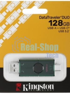 Флешка USB Kingston DataTraveler Duo (DTDEG2/128Gb), 128Gb, USB 3.2/Type-C, R/W 100/60, зеленая