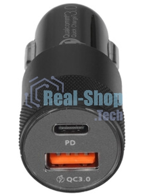 Автомобильное зарядное устройство Cablexpert MP3A-UC-CAR24, 38Вт, быстрая зарядка QC3.0/PD, 2 порта: USB и Type-C