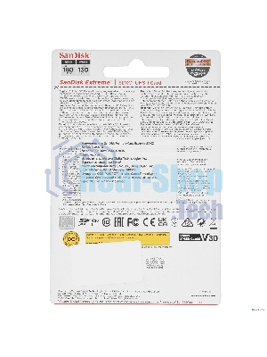 Флеш карта SD 256Gb SanDisk SDXC Class 10 V30 UHS-I U3 Extreme, 180MB/s