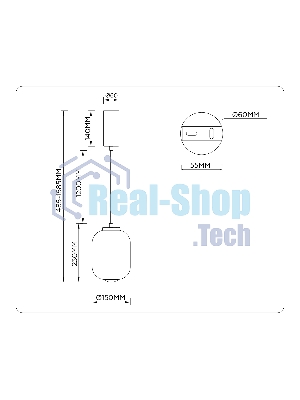 Подвесной светодиодный светильник Ambrella light LH11031 BK/MG черный/мраморно-серый 8W 3000K D150*1585