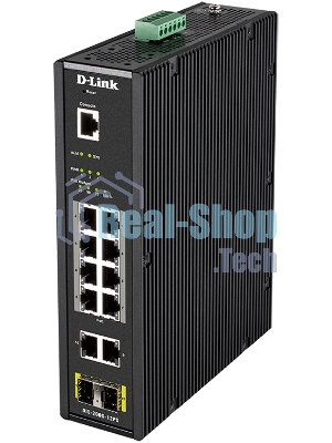 Коммутатор промышленный управляемый D-Link DIS-200G-12PS/A2A 2 уровня с 10 портами 10/100/1000Base-T и 2 портами 1000Base-X SFP (8 портов с поддержкой PoE 802.3af/802.3at (30 Вт), PoE-бюджет до 240Вт)
