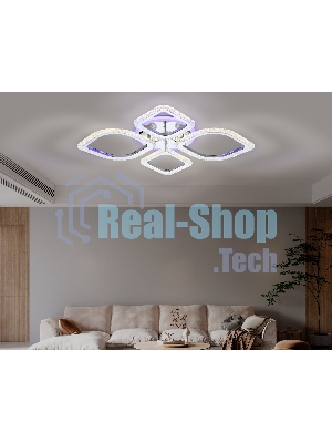 Потолочный светодиодный светильник FA5148 CH хром 77W 680*630*90 (ПДУ РАДИО 2.4)
