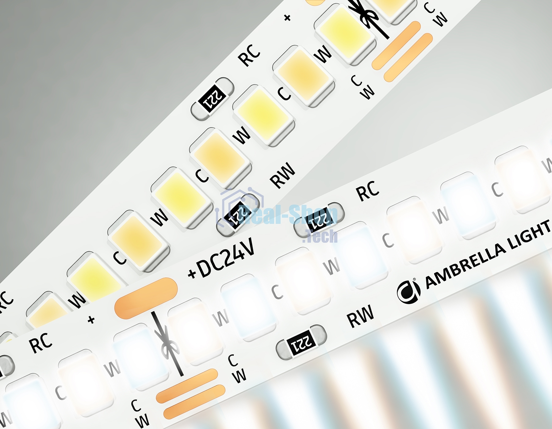 Светодиодная лента Ambrella light GS4151 2835 240Led/ 18W m/ 24V IP20 CCT 3000-6500K/5000*10*1.2mm (3 конт.)