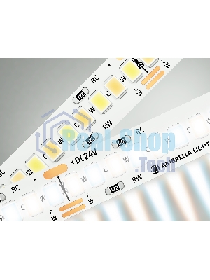 Светодиодная лента Ambrella light GS4151 2835 240Led/ 18W m/ 24V IP20 CCT 3000-6500K/5000*10*1.2mm (3 конт.)