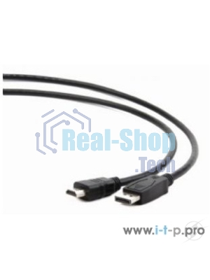 Кабель Cablexpert DisplayPort->HDMI, 7.5м, 20M/19M, черный, экран, пакет 
