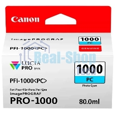 Картридж струйный Canon PFI-1000 PC фото голубой (80 мл.) для Canon IJ SFP PRO-1000 WFG
