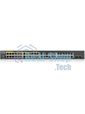 Kоммутатор Zyxel GS1900-48HPv2 Smart L2 PoE + switch, rack 19 