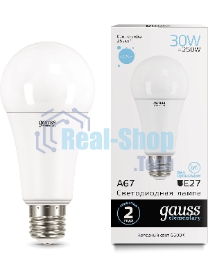 Лампа светодиодная Gauss LED Elementary A67 30W E27 2390lm 6500K 1/10/50 0
