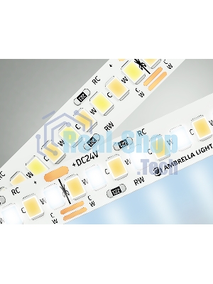 Светодиодная лента Ambrella light GS4151 2835 240Led/ 18W m/ 24V IP20 CCT 3000-6500K/5000*10*1.2mm (3 конт.)