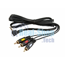 Шнур Rexant Стерео 3,5 мм 4C - 3 RCA 1,5 мeтра (GOLD)