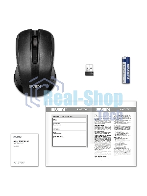 Мышь беспроводная SVEN RX-270W черный, 1600 dpi, радиоканал, USB, кнопки - 4