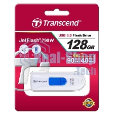 Флешка USB Transcend Jetflash 790 (TS128GJF790W), 128Gb, USB 3.0, R/W 90/40, белый