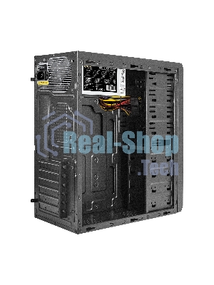 Компьютерный корпус Miditower ExeGate UN-605B-UNS500 (ATX, БП UNS500 с вент. 12см, 2*USB, аудио, блокировка, черный)