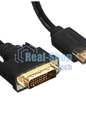 Кабель HDMI to DVI-D (19M -25M) 2м, TV-COM, 2 фильтра LCG135F-2M