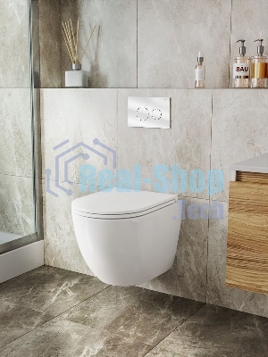 Комплект BAU 6 в 1: рамная инсталляция BAU NEO 45, унитаз подвесной безободковый торнадо Bau Dream 52х36 Hurricane-2, быстросъемное сиденье дюропласт микролифт, клавиша из стекла BAU Dream , белая