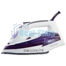 Утюг Galaxy Line GL 6106, белый с фиолетовым, паровой, 2200 Вт, постоянный пар 50 г/мин, паровой удар 180 г/мин, функции: 