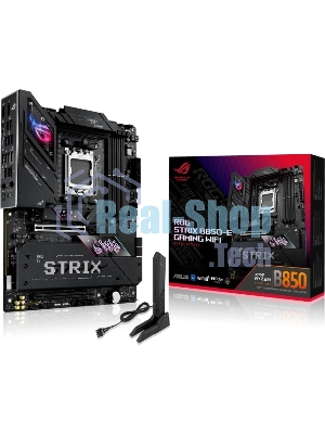 Материнская плата ASUS ROG STRIX B850-E GAMING WIFI, AM5, AMD B850, 4xDDR5, 4xSATA, 5xM.2, 1xPCI-E 5.0 x16, 1xPCI-E 4.0 x16, 1xRealtek 5Gb Ethernet, 1xUSB-C 4, 1xUSB-C 20Gbps, 6xUSB-A 10Gbps, 4xUSB-A 2.0, 3x3.5 мм, 7.1, ATX