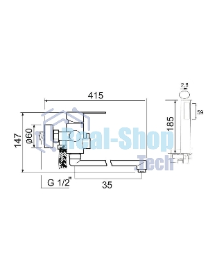 SUS124-006EP Смеситель для ванны, ø35