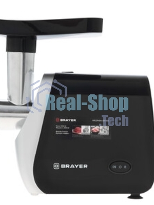 Мясорубка электрическая BRAYER BR1609 черный, 2000 Вт, 2.0 кг/мин, реверс, защита от перегрузки, насадки - 5
