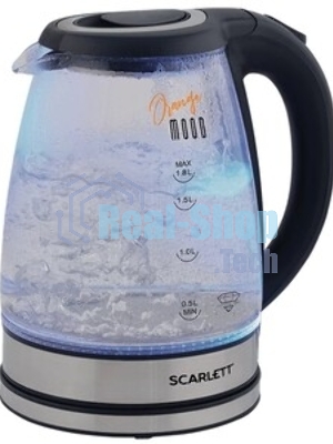 Чайник электрический Scarlett SC-EK27G36 1.8л. 1800Вт черный (корпус: стекло)