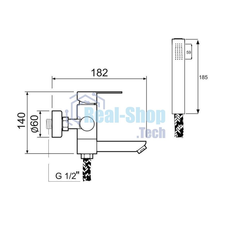 SUS124-009E Смеситель для ванны, ø35