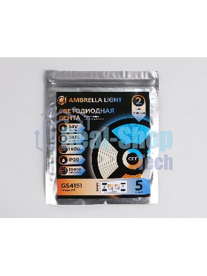Светодиодная лента Ambrella light GS4151 2835 240Led/ 18W m/ 24V IP20 CCT 3000-6500K/5000*10*1.2mm (3 конт.)