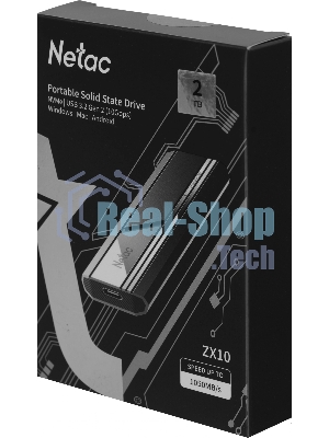 Внешний SSD Netac ZX10, 2TB, USB 3.2 Gen 2 Type-C, R/W 1050/1050, черный
