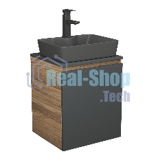 Тумба Bau Dream Blackwood 50 графит, раковина BAU Cerama 48х37 темно-серая матовая, смеситель Hotel Black, черный