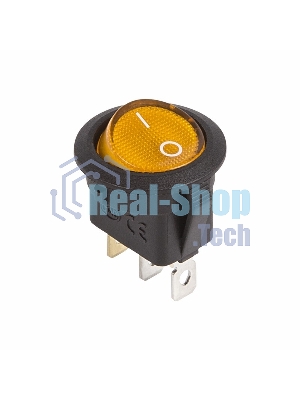 Выключатель клавишный Rexant круглый 12V 20А (3с) ON-OFF желтый с подсветкой