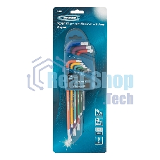 Набор ключей Gross 16402 имбусовых torx-tt 9шт: t10-t50 магнит s2 экстра-длин. хром/краска