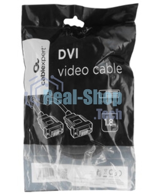 Кабель DVI-D dual link Cablexpert CC-DVI2L-BK-6, 25M/25M, 1.8м, CCS, черный, экран, феррит.кольца, пакет