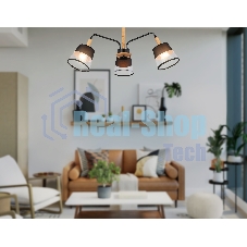Светильник Ambrella light TR4740/3 BK/LW черный/светлое дерево E27/3 max 40W D760*350