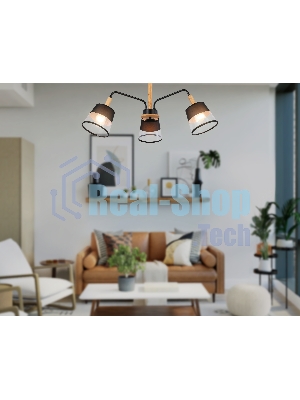 Светильник Ambrella light TR4740/3 BK/LW черный/светлое дерево E27/3 max 40W D760*350