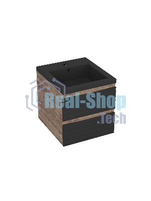 Тумба под раковину Bau Stil Loft black brushed, раковина кварцевая BAU Stil 40, черный металлик, смеситель Hotel Black, черный