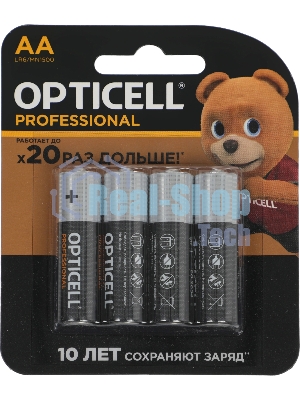 Элемент питания алкалиновый AA/LR6 (блист. 4шт) Professional Opticell 5052001