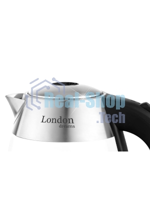 Чайник электрический Centek CT-0059 London, стекло, 1.8л, 2200Вт, LED-подсветка, отделка нерж.