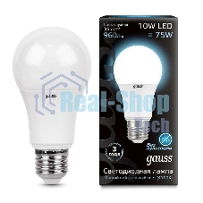 Лампа светодиодная Gauss LED A60 10W E27 920lm 4100K 1/10/50