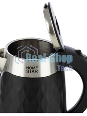Чайник электрический Homestar HS-1021 1500 Вт, 1.7 л, нержавейка+пластик, черный, двойной корпус