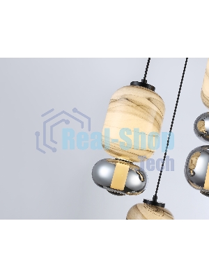 Подвесной светодиодный светильник Ambrella light LH11036/3 BK/MG/SM черный/мраморно-серый/дымчатый 40W 3000K D410*2050