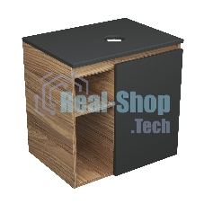 Тумба Bau Dream Blackwood 60 правая, графит, раковина BAU Cerama 48х37 темно-серая матовая, смеситель Hotel Black, черный, выпуск клик клак черный