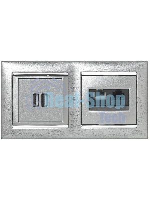 Valena Розетка двойная RJ45 кат.6е UTP + RJ11, алюм. Valena Розетка двойная RJ45 кат.6е UTP + RJ11, алюм.