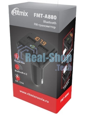 Автомобильный FM-модулятор Ritmix FMT-A880 черный MicroSD BT USB (80001662)