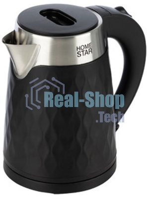 Чайник электрический Homestar HS-1021 1500 Вт, 1.7 л, нержавейка+пластик, черный, двойной корпус