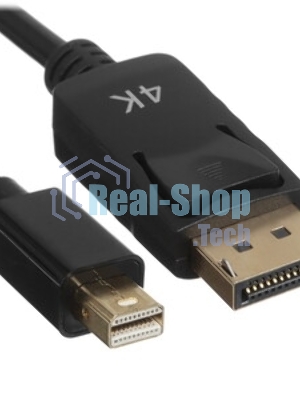 Кабель GoPower miniDisplayPort (m)-DisplayPort (m) 1м ver.1.4 черный Premium Zip-Lock c подвесом (1/