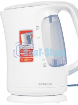 Электрочайник Sencor SWK 2510WH белый, 2.5 л, 2200 Вт, скрытый нагревательный элемент
