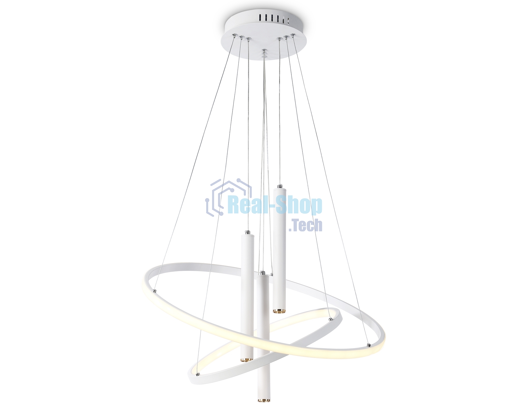 Подвесной светодиодный светильник Ambrella light FL5371/2+3 WH белый 93W 3000K/4200K/6400K+4200K D600/400*1200 (ПДУ ИК)