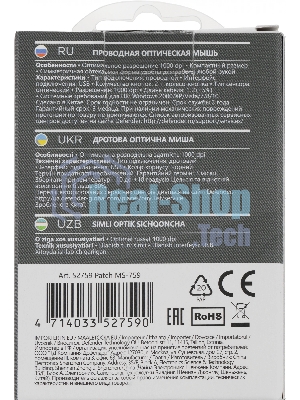 Мышь проводная Defender Patch MS-759 черный, 1000 dpi, USB, кнопки - 3