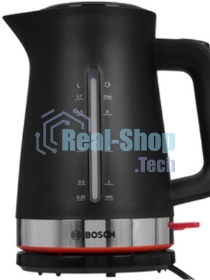 Электрочайник Bosch TWK1M123 черный, 1.7 л, 2400 Вт, скрытый нагревательный элемент